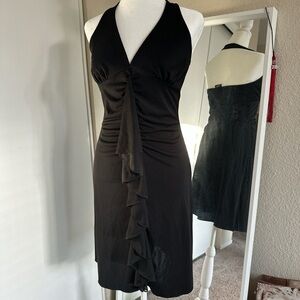 Taboo y2k Black halter Backless Dress with Ruffle Accent size Medium